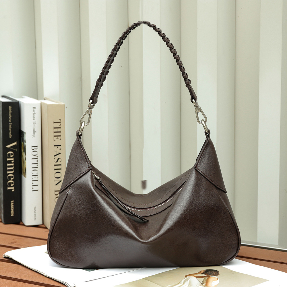 斜挎复古单肩包水晶植鞣牛皮hobo女包新款真皮romy通勤腋下包