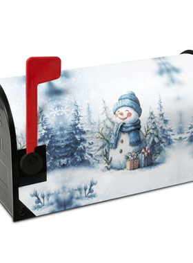 snowman磁吸信箱套冬日雪人庭院装饰防水户外邮箱邮筒保护罩跨境