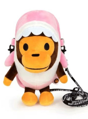 日本潮牌bapex milo猴子儿童单肩斜跨包手机包迷彩手机包卡通街头