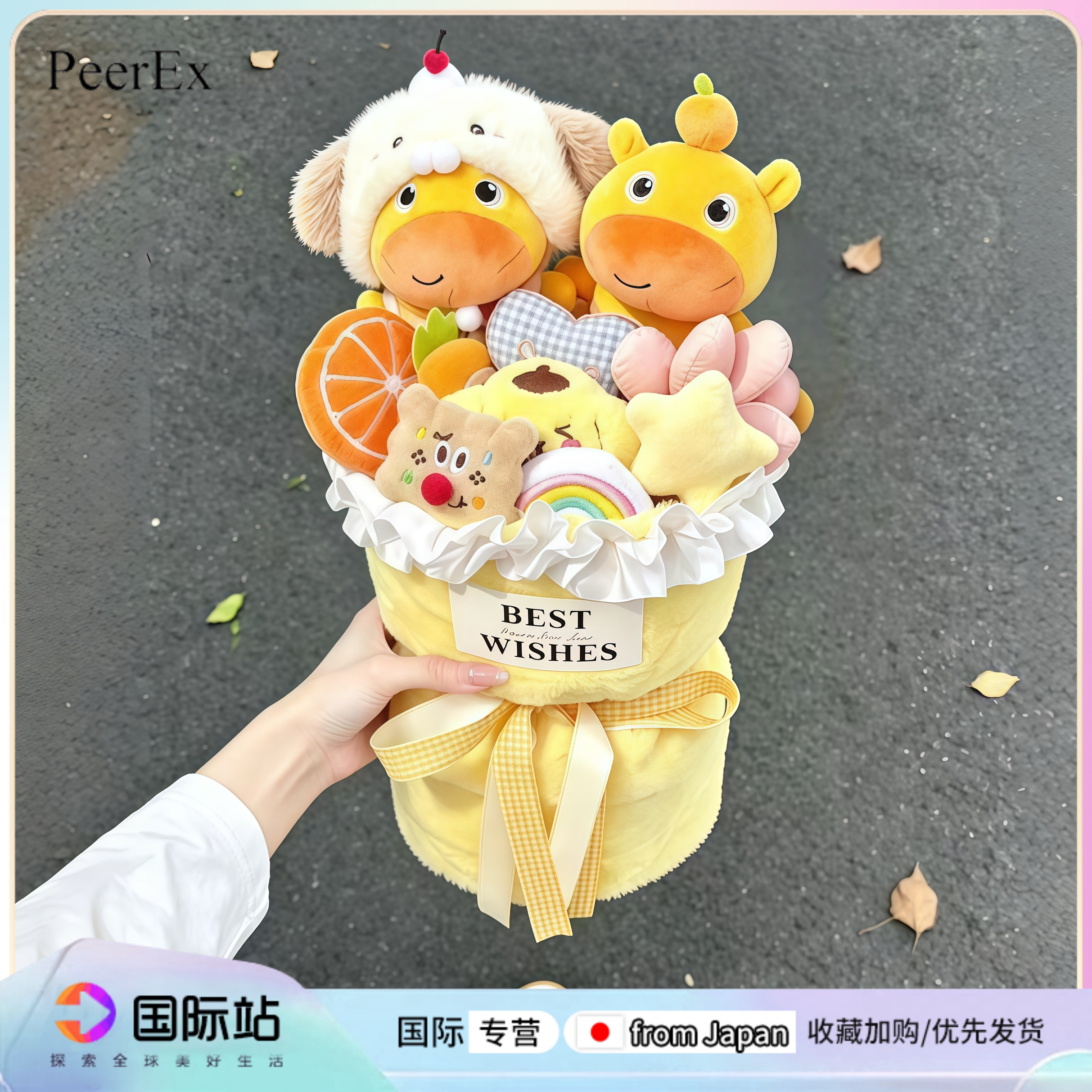 日本PeerEx水豚毛绒玩偶花束图片