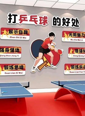 乒乓球馆文化墙贴面装饰画羽毛球训练海报篮球足球培训机构打卡墙