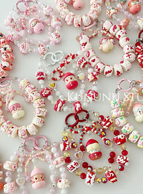 POPBEAN正版萌粒 草莓季节限定Molly SP拉布布手绘珠手机链包挂