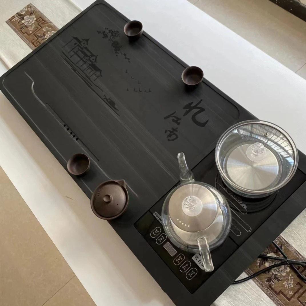 定制乌金石茶盘整块天然原石雕刻皇庭玉石茶具全自动一体套装家用