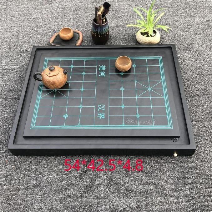 天然石材料复古风中式商用客厅简约茶盘棋盘茶具高级单层茶台