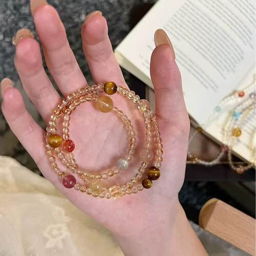 【甜奶油】黄水晶三圈多宝手串时尚百搭送女友水晶手饰