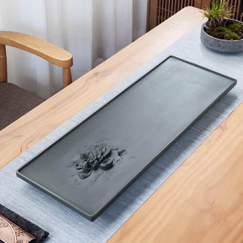 绿松石茶盘整块天然石材家用立体浮雕创意乌金天罗绿石头茶台