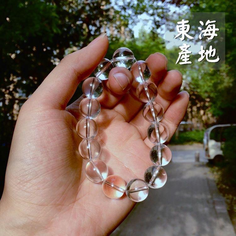 天然东海老料圆珠白水晶手链 老矿白水晶原石手串男女款散珠