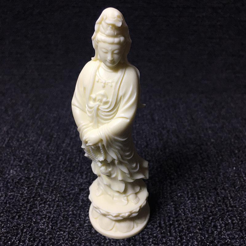 象牙果雕刻禅意念珠观音菩萨12.5*4*4cm家居客厅桌面工艺品摆件