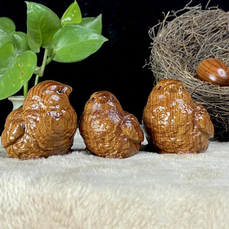缅甸花梨木雕生肖鸡老挝黄花梨手把件雕刻工艺品红木文玩摆件