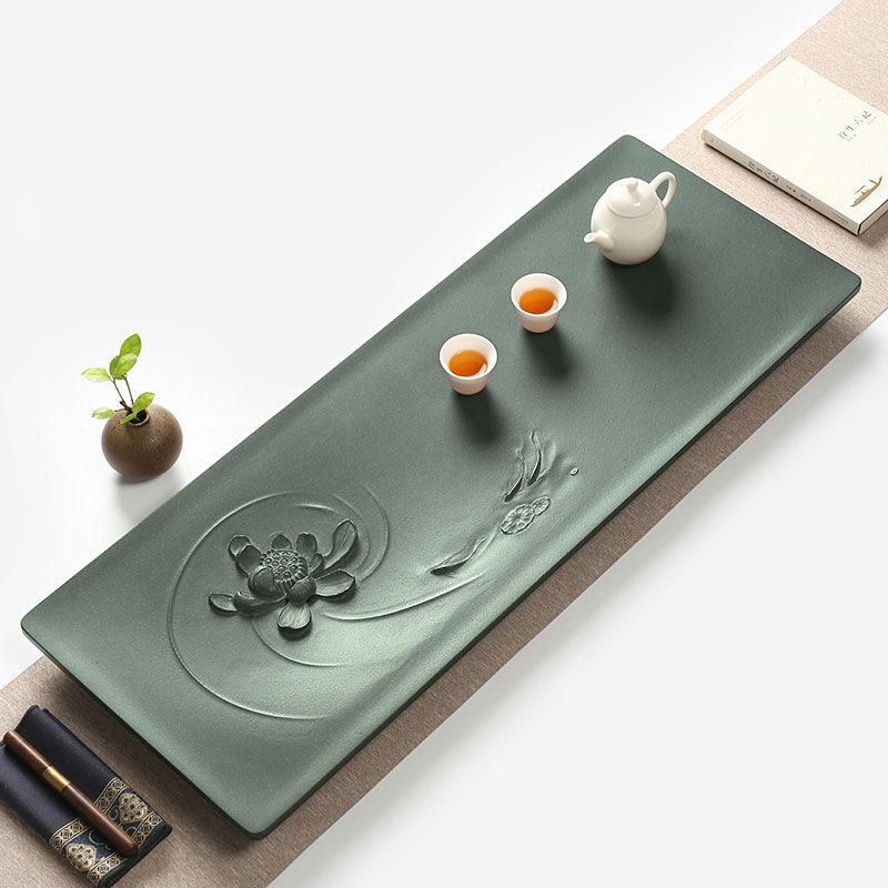 大师手工天然整块乌金茶盘石头小茶台家用套装简约功夫茶具