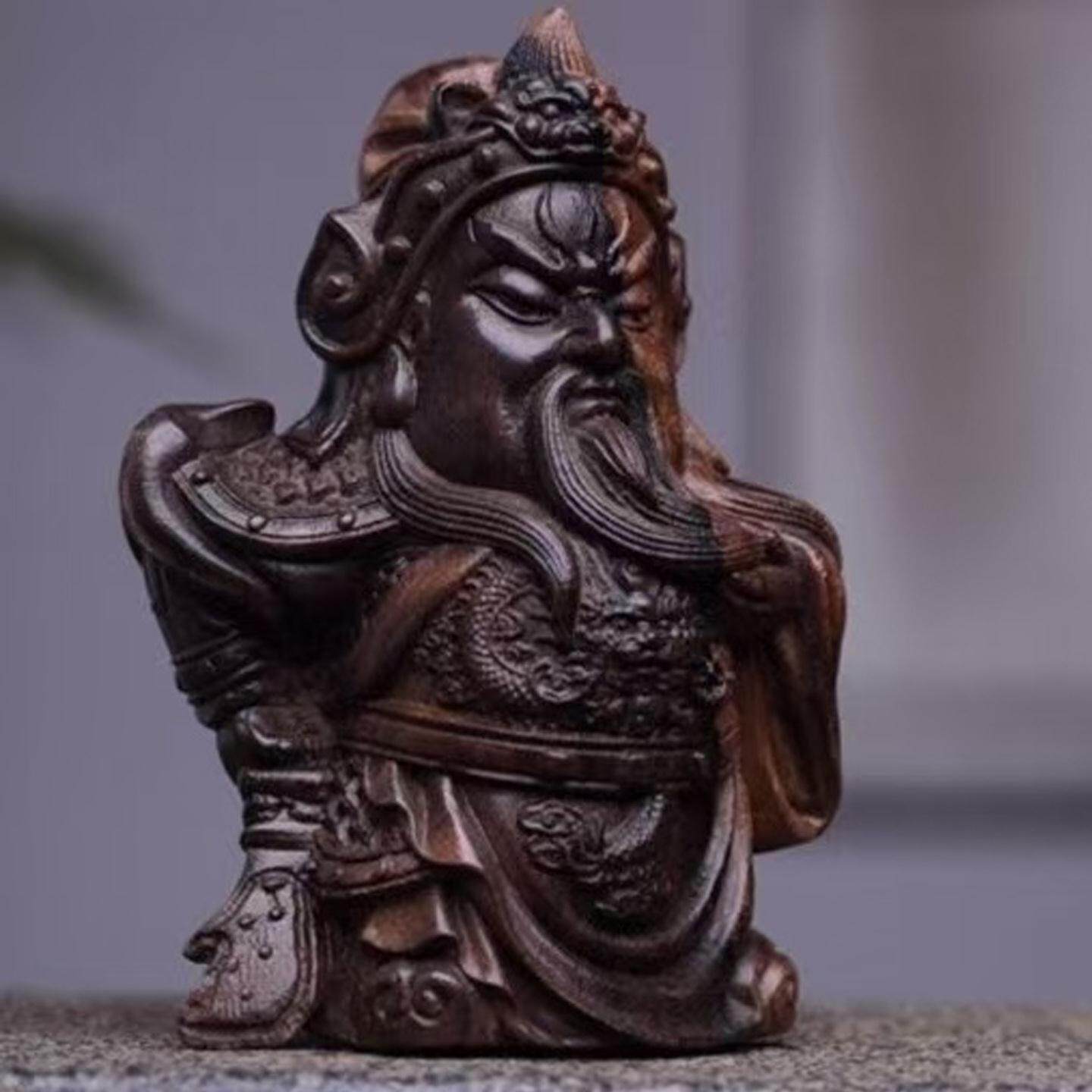 达拉干沉香木雕刻关公摆件文玩手把件装饰礼品武财神桌面摆件饰品