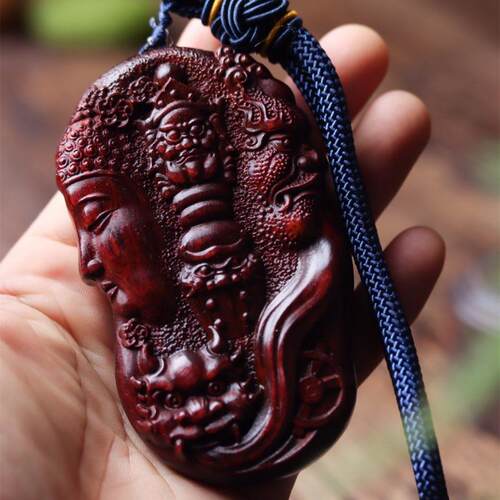 紫檀雕刻一念之间木雕汽车挂件紫檀木质文玩工艺品吊坠手把件