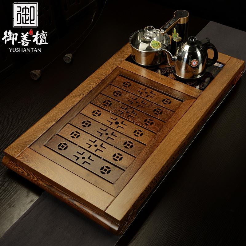 天然鸡翅实木茶盘功夫茶具套装大托盘现代简约四合一自动茶台