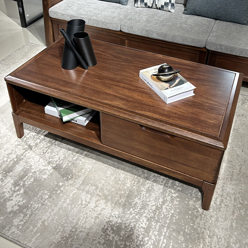 全实木茶几小户型客厅家用茶台现代简约2025新款高档胡桃木茶桌