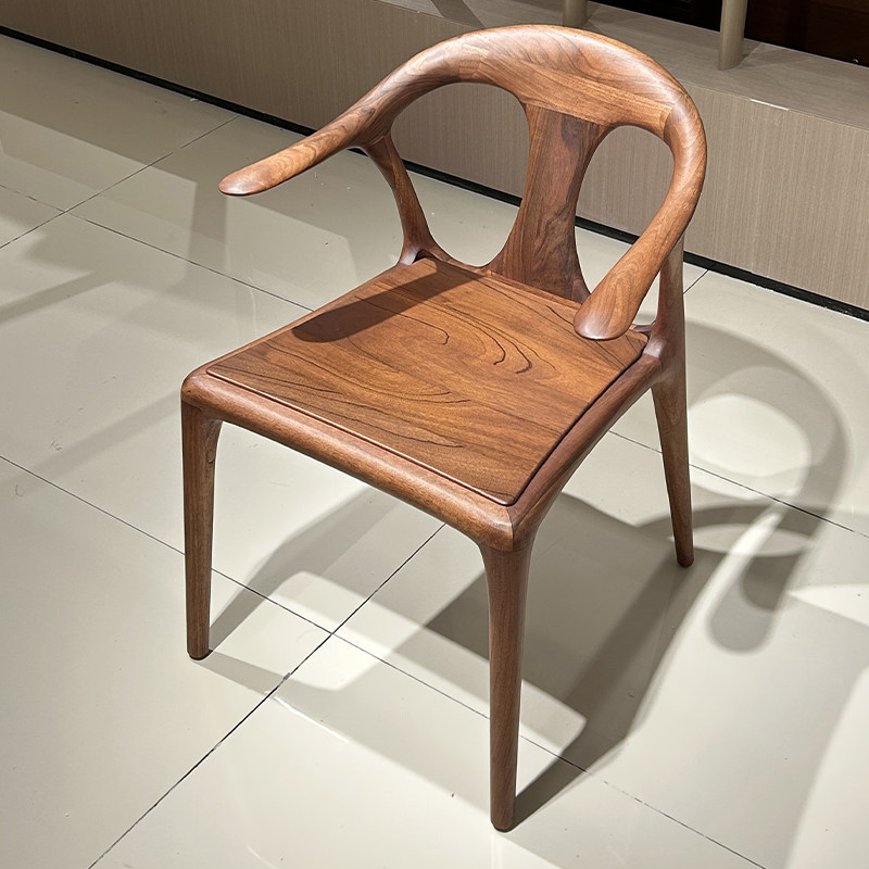 鸭舌椅全实木椅子靠背椅现代简约餐椅书房办公椅书椅家用扶手椅