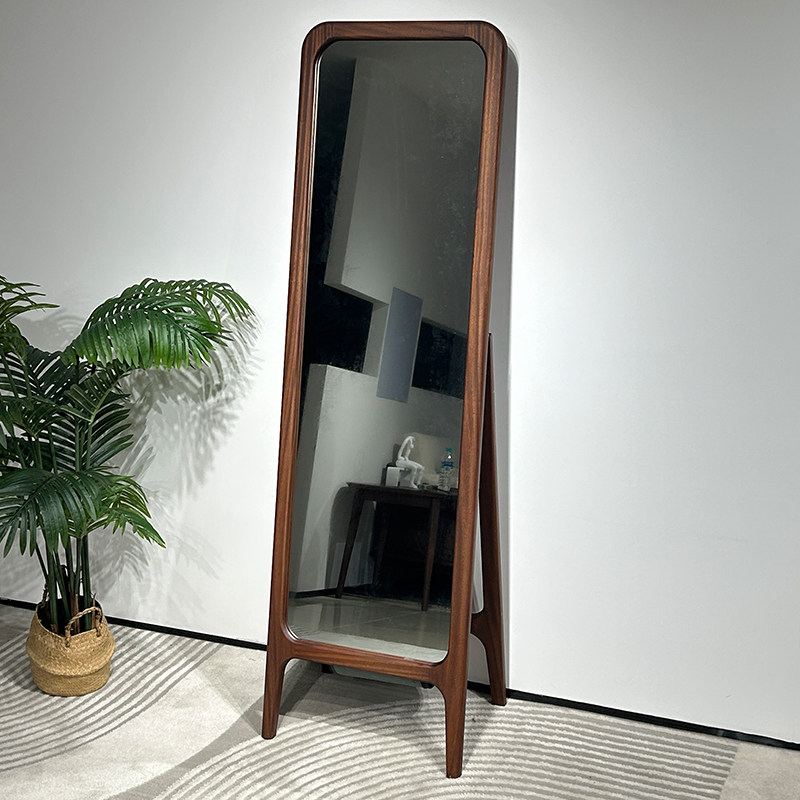 全实木穿衣镜现代简约卧室全身镜子落地镜衣帽间家用可移动试衣镜