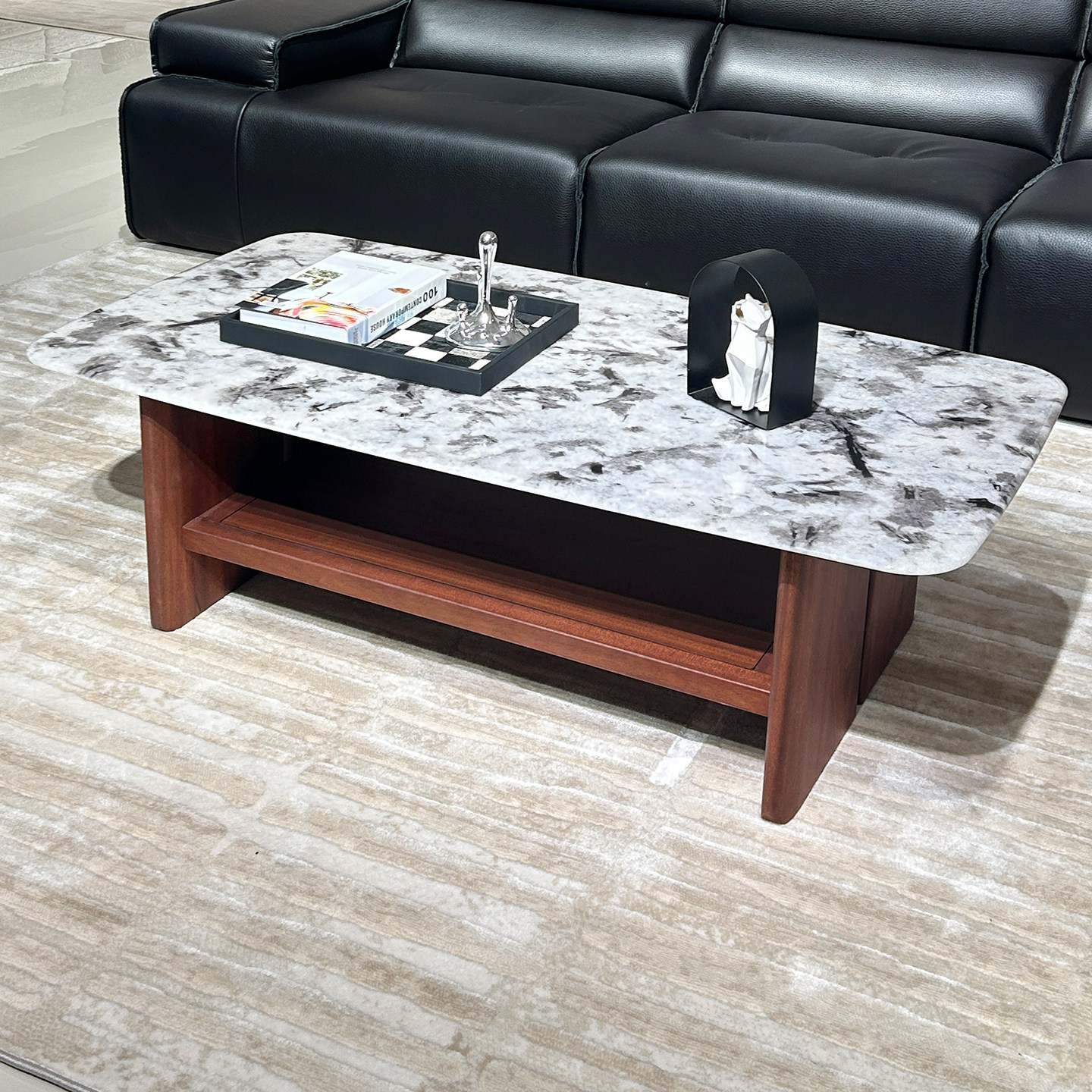 现代简约实木茶几客厅家用茶桌轻奢超晶石办公茶台小户型2026新款