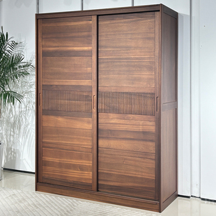 全实木衣柜家用卧室趟门移门衣橱现代简约推拉门收纳储物2026新款