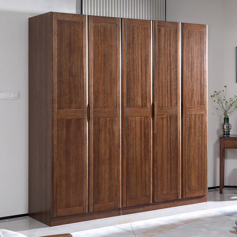 胡桃木实木衣柜全实木卧室家用储物柜现代简约大容量原木收纳衣橱