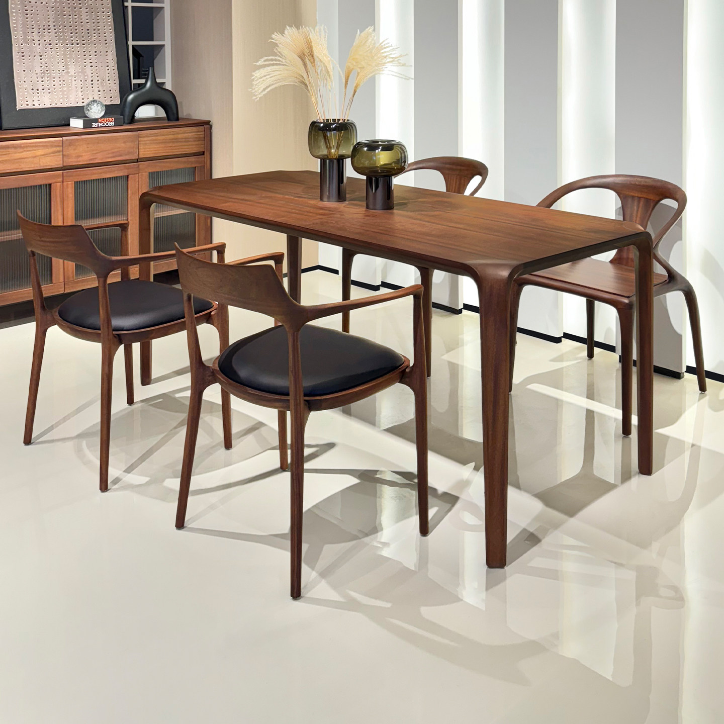 望月桌全实木餐桌家用餐厅现代简约吃饭桌子长方形1米6餐台新款