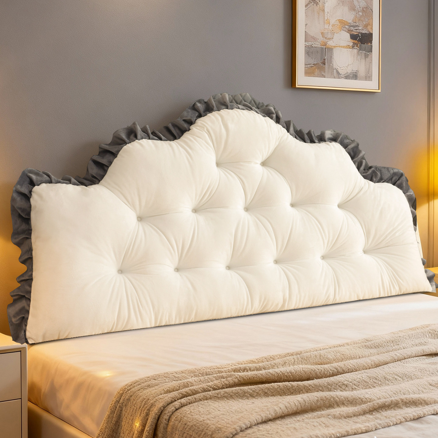 奶油风靠枕加大床头软包靠背卧室双人床上靠垫飘窗防撞软垫绑带,居家布艺,床头靠垫,淘宝优惠券,粉丝福利购,淘宝优惠卷