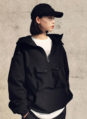 工装外套女宽松bf机能风棉服秋冬上衣男连帽套头加厚冲锋衣情侣潮