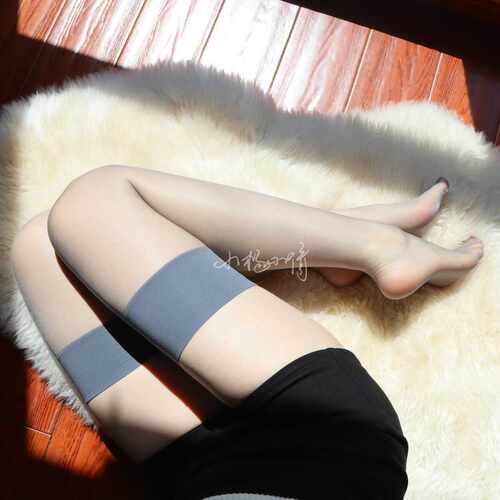 花木妍高透宽边长筒袜