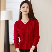 小个子洋气内搭打底衫 v领麻花短款 加厚针织衫 2025冬新款 毛衣女装