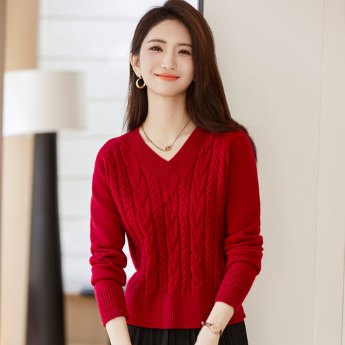 v领短款毛衣女冬2025新款打底衫