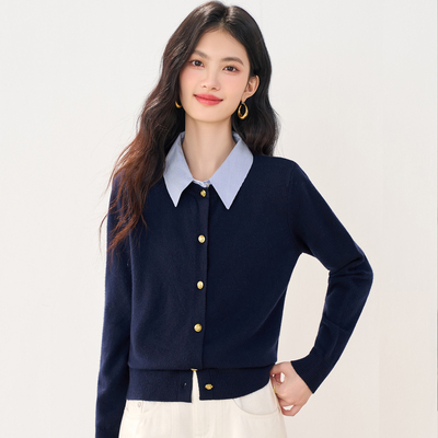 翻领短款毛衣女款秋冬加厚高级感