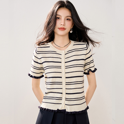 条纹短款短袖t恤女2026新款夏季