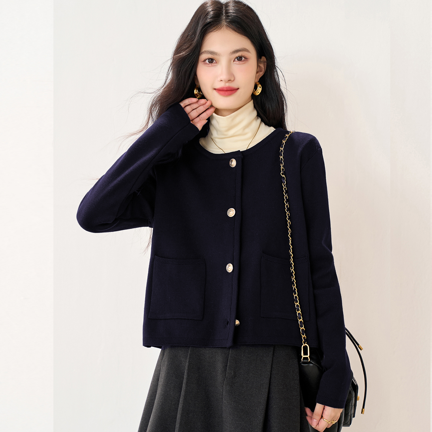 小香风短款毛衣外套女秋冬加厚