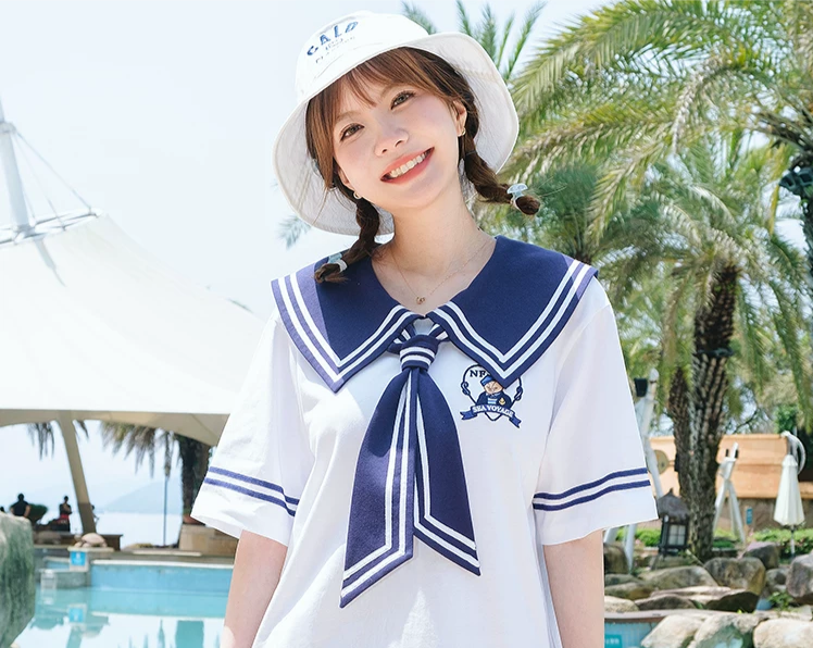 海军领学院风甜美百搭海军领假领子