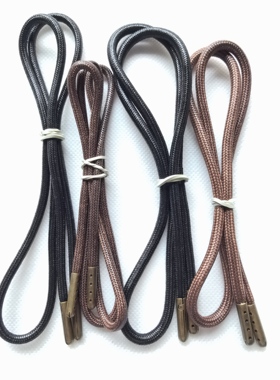 875轻奢DI丫油蜡黑色加粗圆绳鞋带男女款马丁靴cat工装棕色鞋绳子