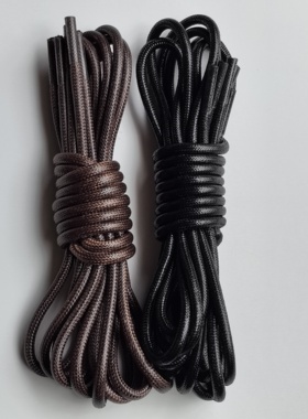 875轻奢风油蜡黑色圆绳鞋带男女款大黄靴马丁靴cat工装棕色鞋绳子