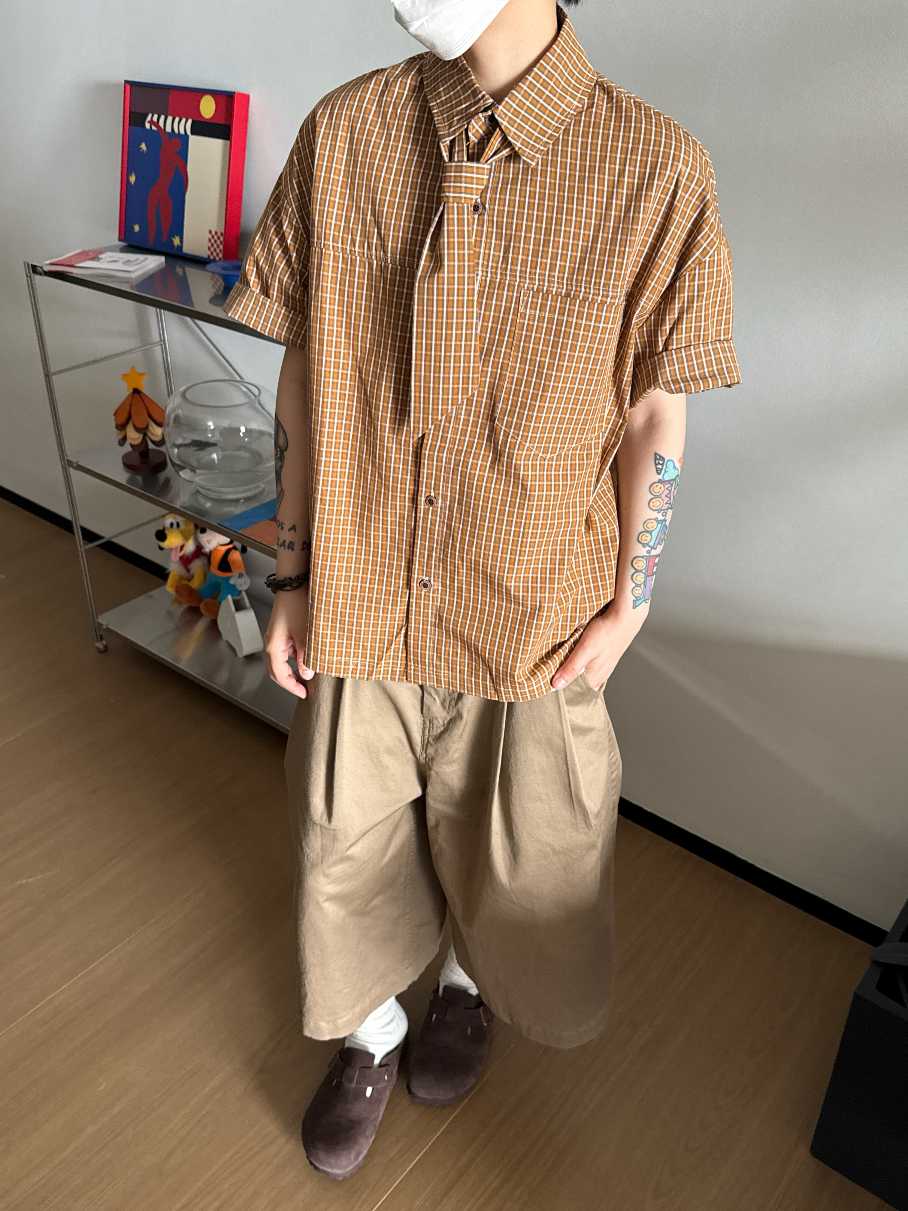 coolfish 日系复古细格衬衫
