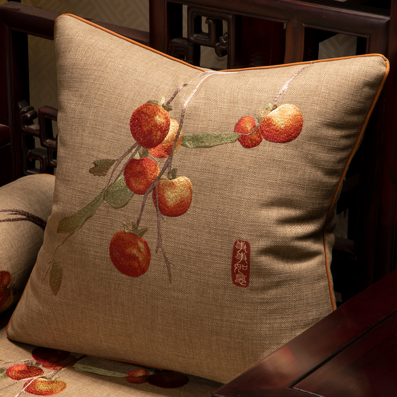 新中式抱枕含芯家用沙发靠背垫靠枕棉麻腰枕套床头枕头支持定制