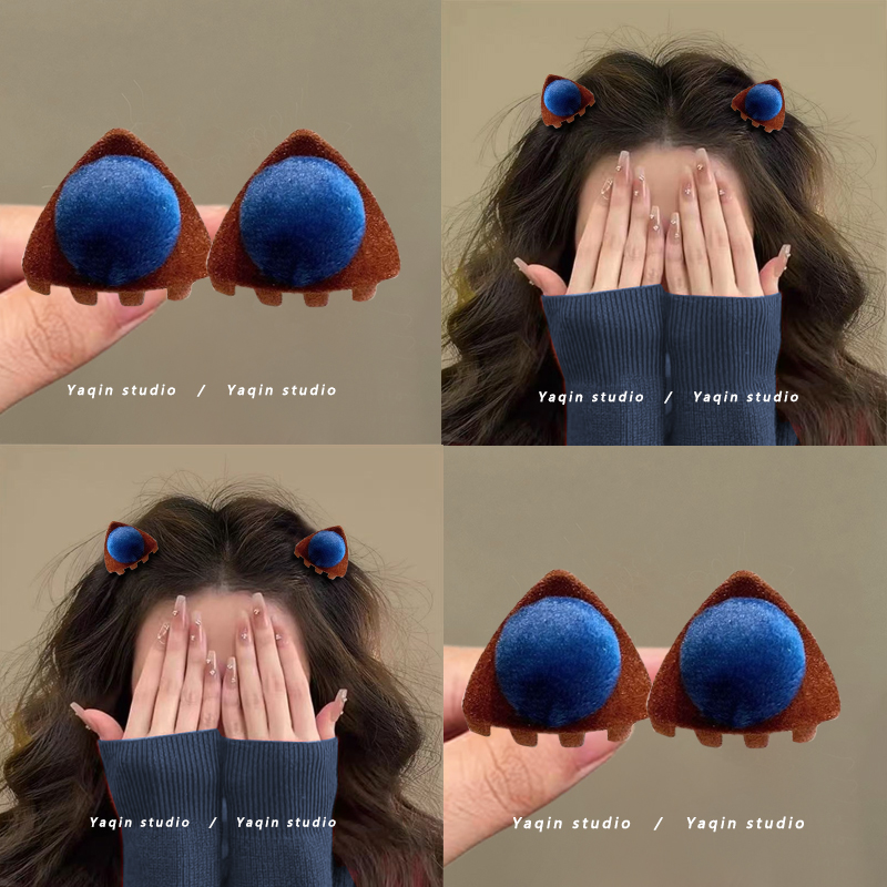 星球蓝色~紫色植绒猫耳朵小号抓