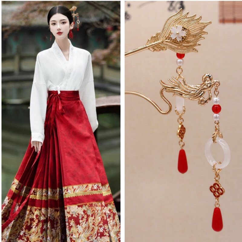 马面裙头饰结婚新娘发饰明制婚服凤钗新中式簪子古风汉服流苏步摇