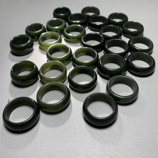 清仓价正品新疆和田玉青玉戒指男女天然玉石油润细腻墨玉指环尾戒