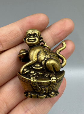 金猴献宝铜猴子摆件客厅金猴家居摆设十二生肖猴客厅工艺品礼品纯