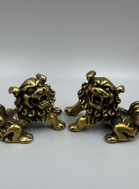 纯铜小狮子招财镇宅客厅车内家居室内风水礼品办公室装饰品小摆件