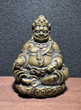 铜臻藏传利马黄铜錾刻黄财神小摆件随身藏佛实心迷你铜佛像饰品