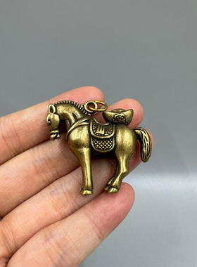 纯铜马上元宝摆件黄铜马上发财家居办公室桌面装饰品小号生肖马