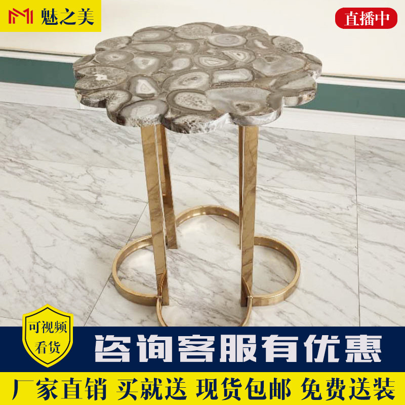 拉卡萨家具边几轻奢阿玛尼大理石茶几小户型现代简约家用客厅角几