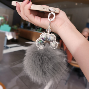 手机挂绳毛绒绒球串珠绕指柔挂件钥匙扣u盘挂坠冬季 防丢挂链通用
