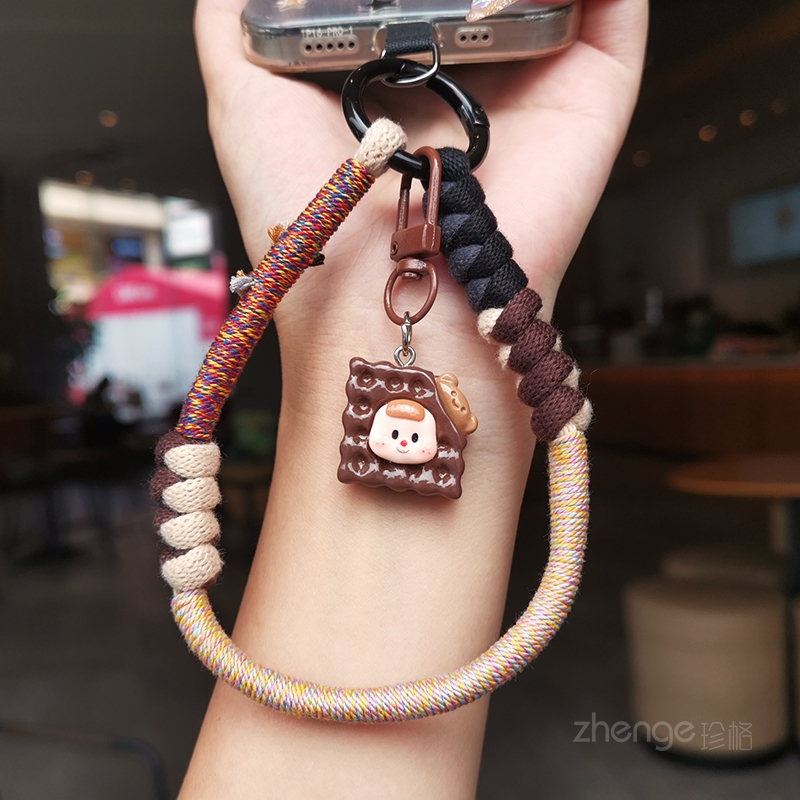 手机挂绳短款撞色棉质腕带