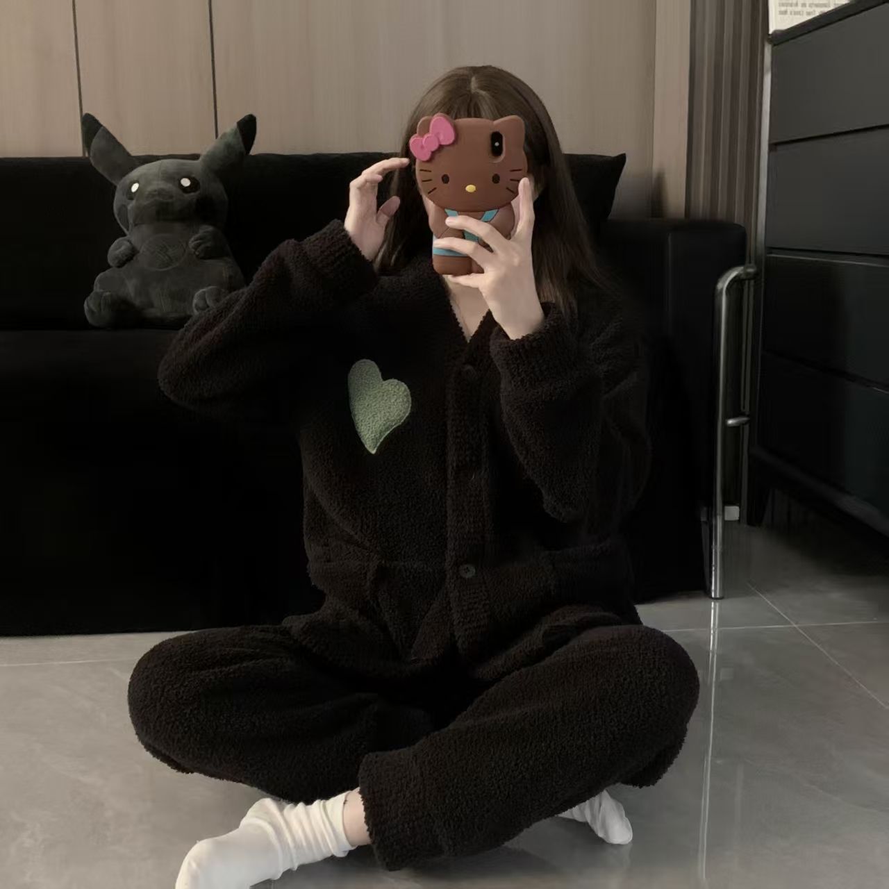 加绒加厚女款家居服珊瑚绒套装