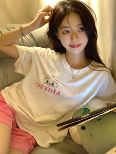 纯棉薄款 两件套装 网红爆款 短裤 可外穿休闲家居服 短袖 睡衣女夏季