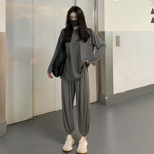 可爱宽松网红ins风运动两件套装 睡衣女春秋可外穿学生韩版 家居服